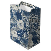 ヴィンテージレースとデニムテクスチャ ミディアムペーパーバッグ (裏面アングル)