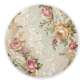 ヴィンテージレースとバラ セラミックノブ (正面)