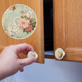 ヴィンテージレースとバラ セラミックノブ