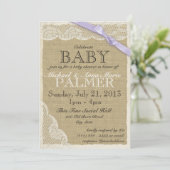 ヴィンテージレースとバーブベビーシャワーパープル 招待状 (スタンド正面)