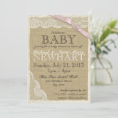 ヴィンテージレースとバーブベビーシャワーピンク 招待状 (スタンド正面)