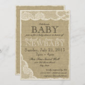 ヴィンテージレースとバーブベビーシャワー 招待状 (正面/裏面)