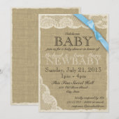 ヴィンテージレースとバーブベビーシャワー 招待状 (正面/裏面)