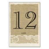 ヴィンテージレースとバーラップのテーブル番号カード テーブルナンバー (正面)