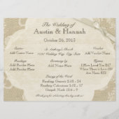 ヴィンテージレースとバーラップ結婚式 プログラムカード プログラム (正面)