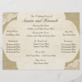 ヴィンテージレースとバーラップ結婚式 プログラムカード プログラム (裏面)