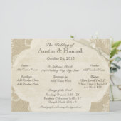 ヴィンテージレースとバーラップ結婚式 プログラムカード プログラム (スタンド正面)