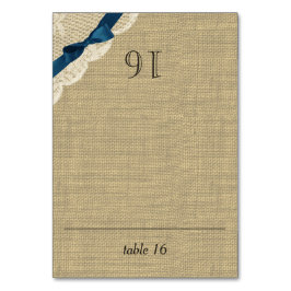 ヴィンテージレースと海軍のボーバーラップのシーティングカード テーブルナンバー