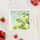 ヴィンテージレースと白ライラック スタンダードカクテルナプキン (インサイチュ)