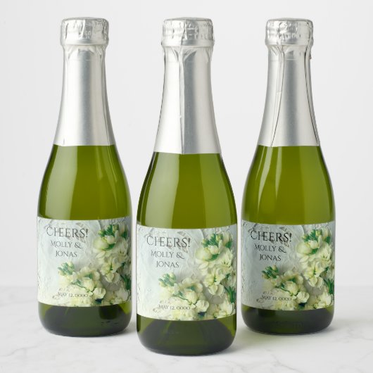 ヴィンテージレースと白ライラック スパークリングワインラベル (ボトル)