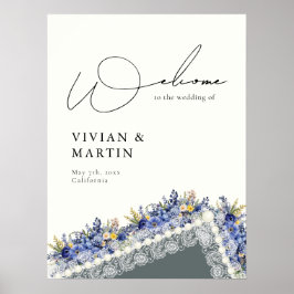 ヴィンテージレースと真珠のフローラ結婚の歓迎 ポスター