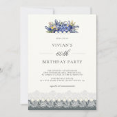 ヴィンテージレースと真珠フローラ60誕生日 招待状 (正面)