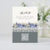 ヴィンテージレースと真珠フローラQRコード結婚s エンクロージャーカード (スタンド正面)