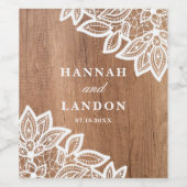 ヴィンテージレースと素朴な木カップルのワインラベル ワインラベル (シングルラベル)