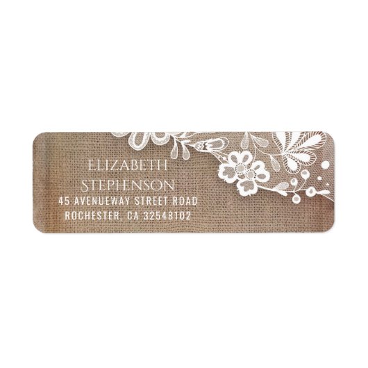 ヴィンテージレースと素朴バーラップ結婚ズ ラベル (正面)