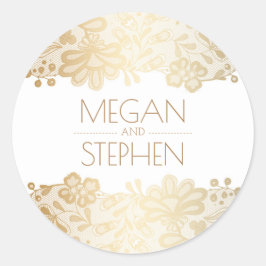 ヴィンテージレースと金ゴールドとホワ結婚イト ラウンドシール