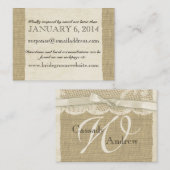 ヴィンテージレースとBurlapルックインサートカード エンクロージャーカード (正面/裏面)