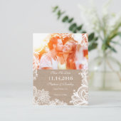 ヴィンテージレースとBurlap日付ポストカードの保存 案内ポストカード (スタンド正面)