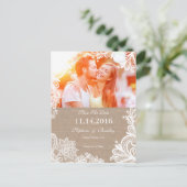 ヴィンテージレースとBurlap日付ポストカードの保存 案内ポストカード (スタンド正面)