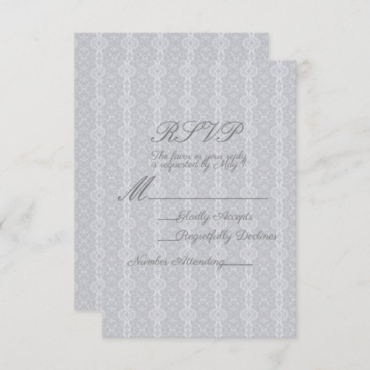 ヴィンテージレースのようレエレガントースRSVP返信 出欠カード (正面/裏面)