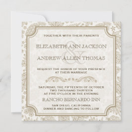 ヴィンテージレースのよう葉秋の結婚式招待状 招待状