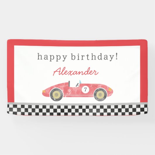 ヴィンテージレースの車の誕生日 横断幕 (横)