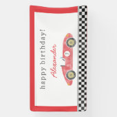 ヴィンテージレースの車の誕生日 横断幕 (縦)