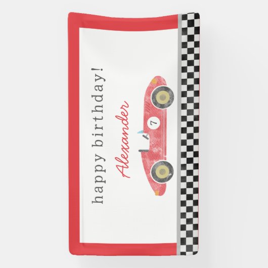 ヴィンテージレースの車の誕生日 横断幕 (縦)