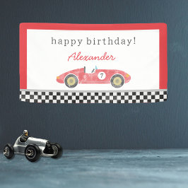 ヴィンテージレースの車の誕生日 横断幕