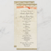 ヴィンテージレースアンドコーラルボウ結婚式 プログラム (正面/裏面)