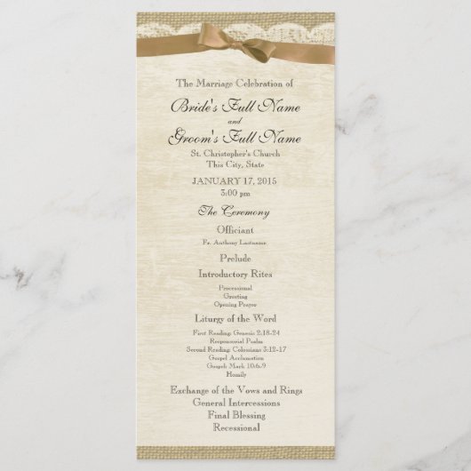 ヴィンテージレースアンドタンボウ結婚式 プログラム (正面)