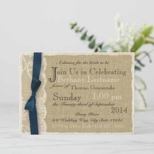 ヴィンテージレースアンドバーラップブライダルシャワー 招待状 (スタンド正面)