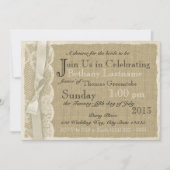 ヴィンテージレースアンドバーラップブライダルシャワー 招待状 (正面)