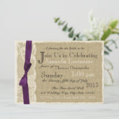 ヴィンテージレースアンドバーラップブライダルシャワー 招待状 (スタンド正面)