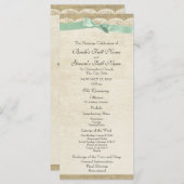 ヴィンテージレースアンドミントグリーンボウ結婚式 プログラム (正面/裏面)