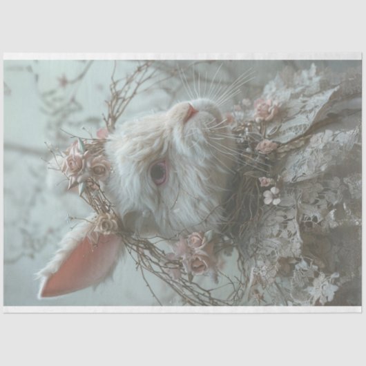 ヴィンテージレースイースターラビットデクページ 薄葉紙 (正面)