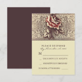 ヴィンテージレースウェディングRSVPカード 出欠カード (正面/裏面)