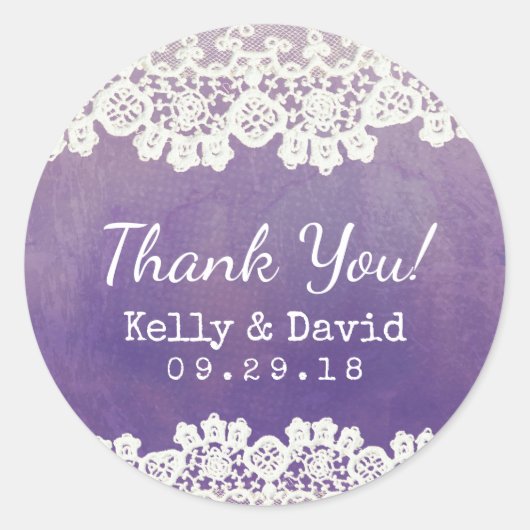 ヴィンテージレースウォーター色素朴結婚式の引き出物 ラウンドシール (正面)