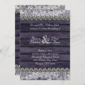 ヴィンテージレースウッドラインストーン結婚式招待状 招待状 (正面/裏面)