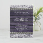 ヴィンテージレースウッドラインストーン結婚式招待状 招待状 (スタンド正面)