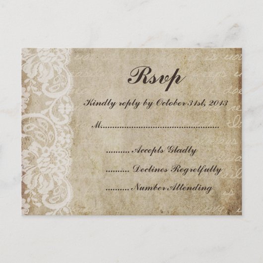 ヴィンテージレースオールドワールドRSVPポストカード インビテーションポストカード (正面)