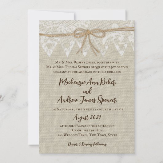 ヴィンテージレースカントリー結婚フェア 招待状 (正面)