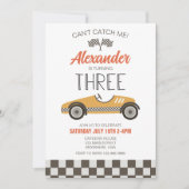 ヴィンテージレースカーイエローサード誕生日招待状 招待状 (正面)