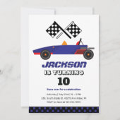 ヴィンテージレースカーキッズボーイズ誕生日 招待状 (正面)