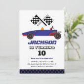 ヴィンテージレースカーキッズボーイズ誕生日 招待状 (スタンド正面)