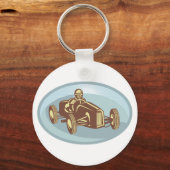 ヴィンテージレースカードライバークラシックモータースポーツアート キーホルダー (正面)