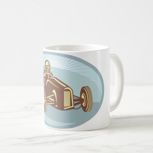 ヴィンテージレースカードライバークラシックモータースポーツアート コーヒーマグカップ (正面右)