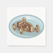 ヴィンテージレースカードライバークラシックモータースポーツアート スタンダードカクテルナプキン (正面)