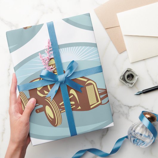 ヴィンテージレースカードライバークラシックモータースポーツアート ラッピングペーパー