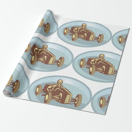 ヴィンテージレースカードライバークラシックモータースポーツアート ラッピングペーパー (アンロールド)